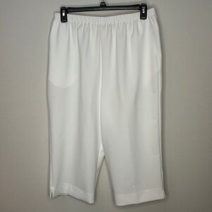 Alfred Dunner White Capri Pants Women Plus Size 20 Elastic Waist Pockets Pull On